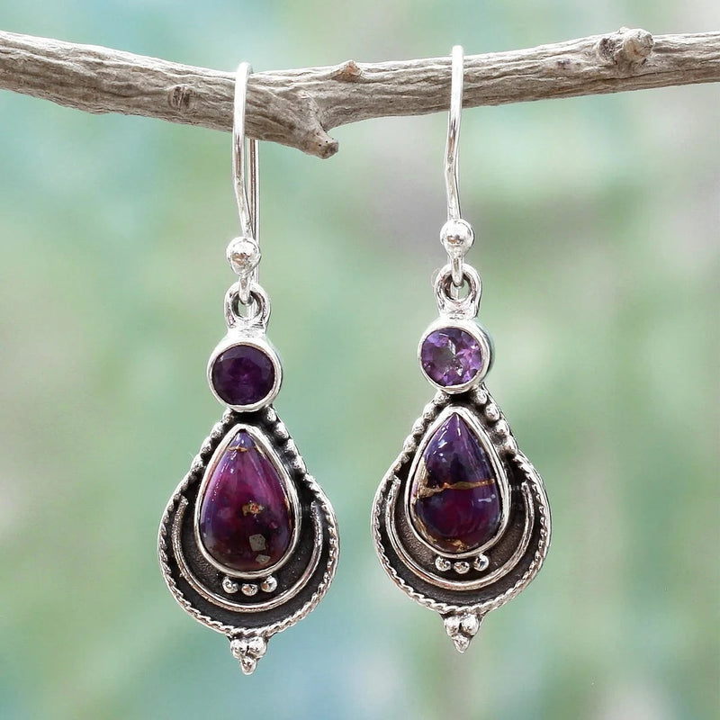 Dangling Purple Stone Earrings