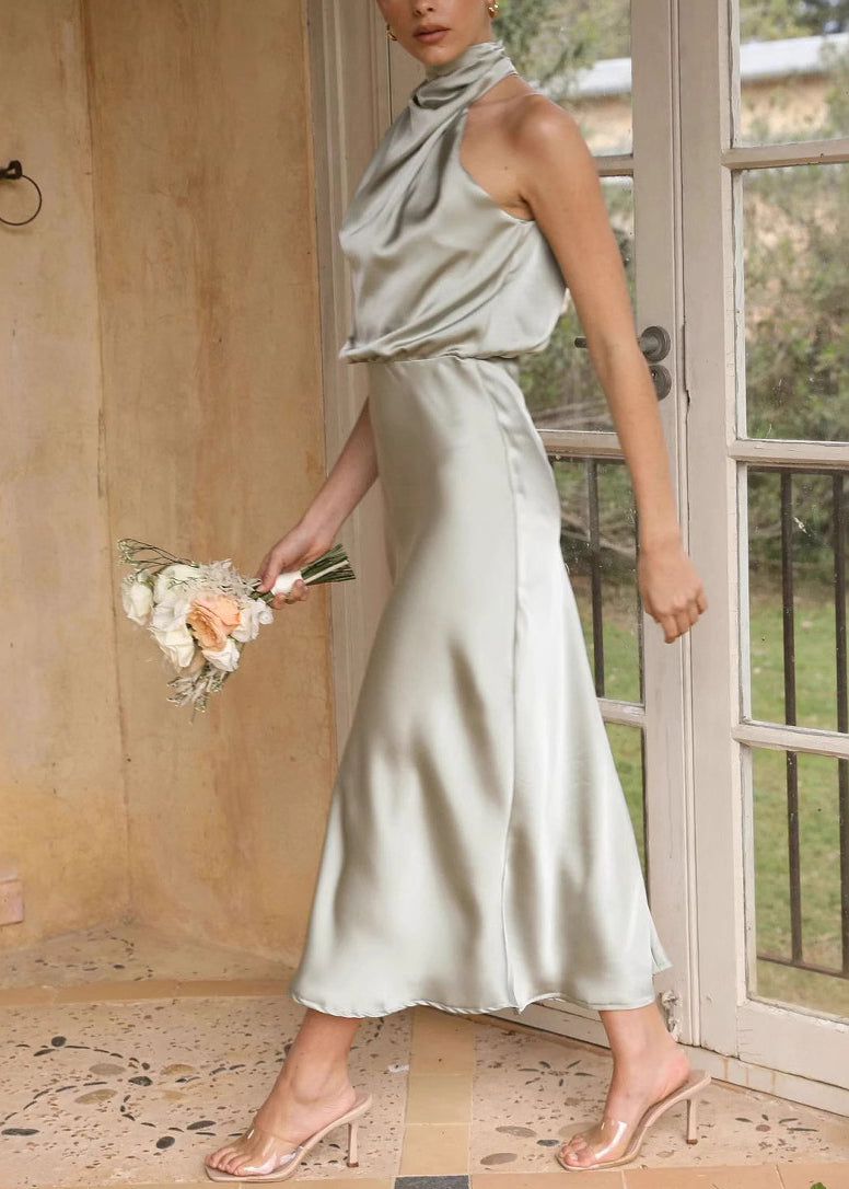 Classy Rose Patchwork Silk Slim Fit Dress Sleeveless