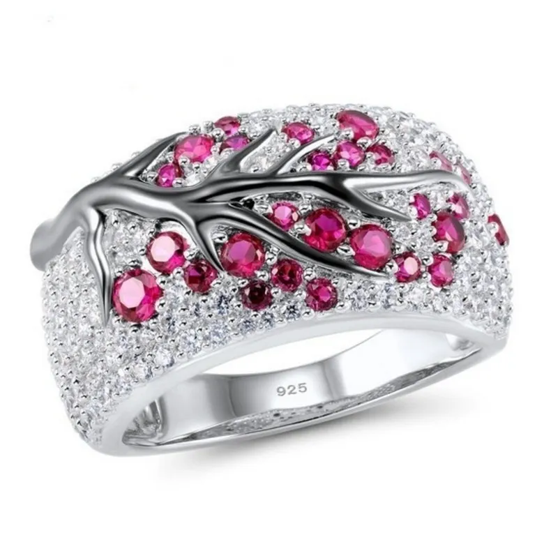 Inlaid Purple Zirconia Silver Ring