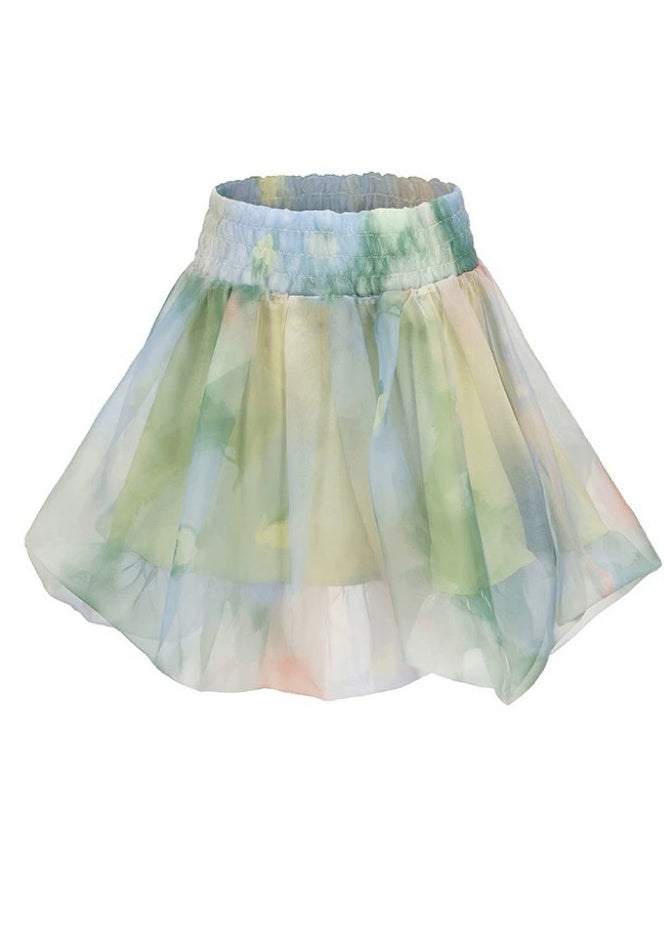 Green Backless Print Chiffon Strapless Vests Summer