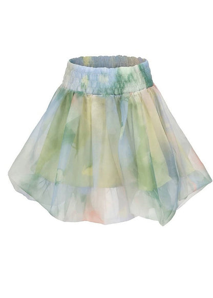 Green Backless Print Chiffon Strapless Vests Summer