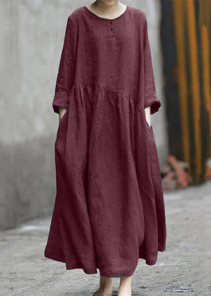 Green Wrinkled Patchwork Long Dresses Fall