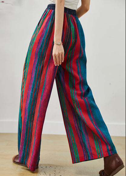 Style Colorblock Oversized Striped Linen Pants Summer