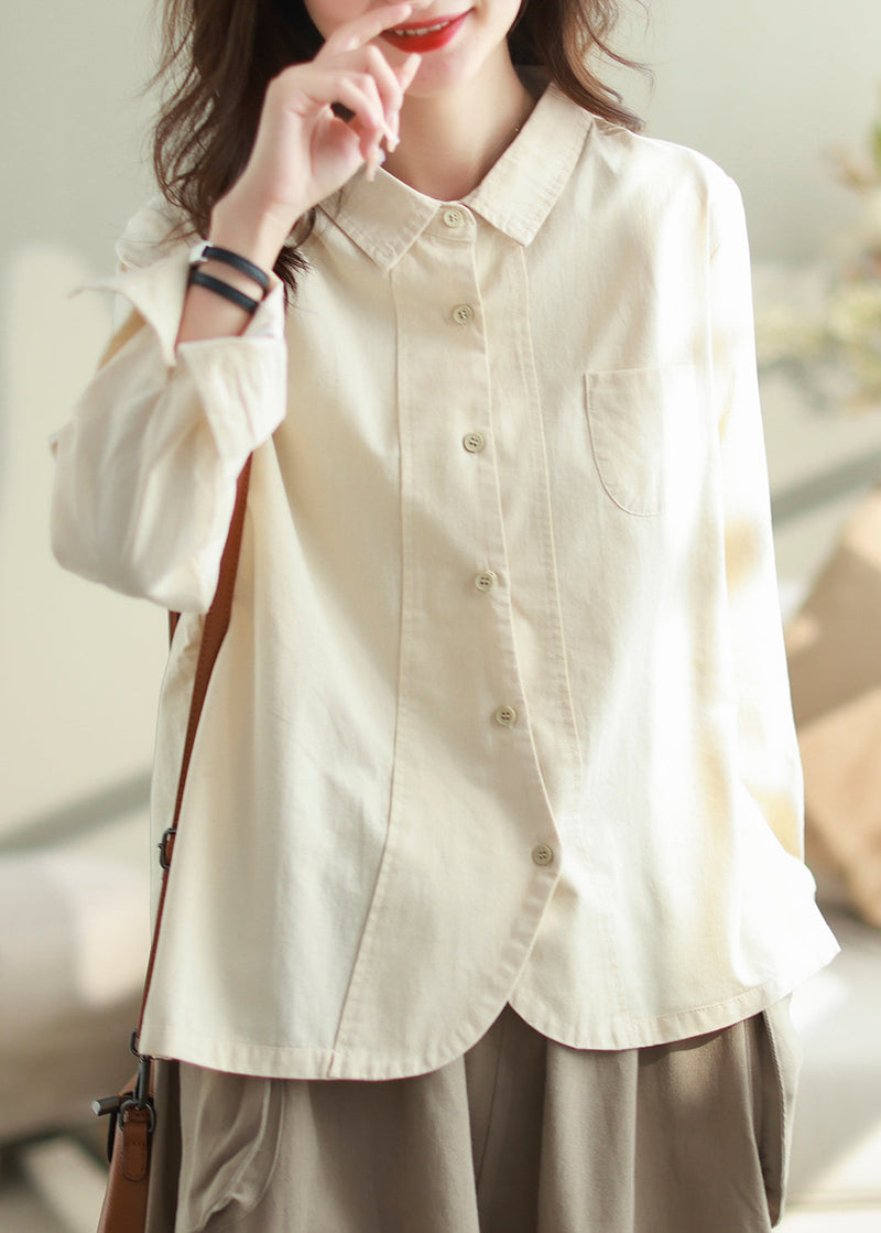White Oversized Patchwork Cotton Shirt Top Spring