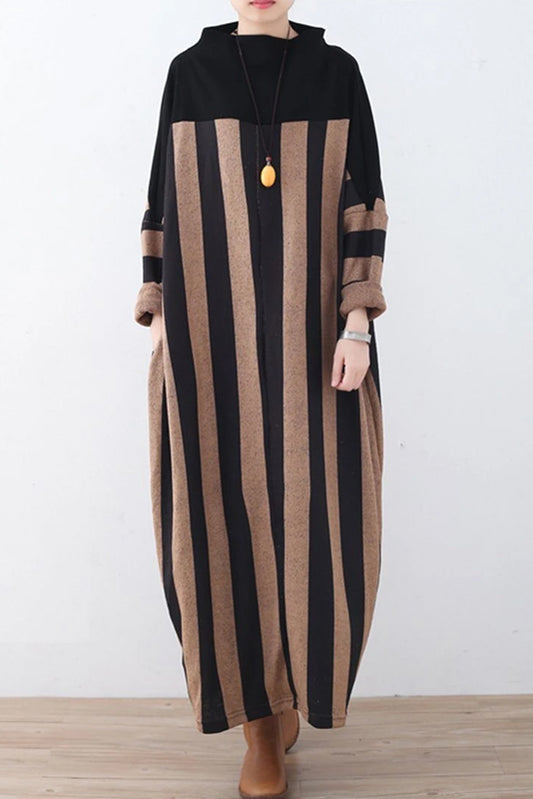 -turtleneck Knitted Loose Maxi Dress