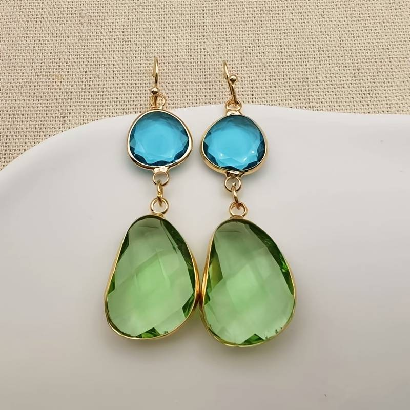 Blue & Green Crystal Earrings