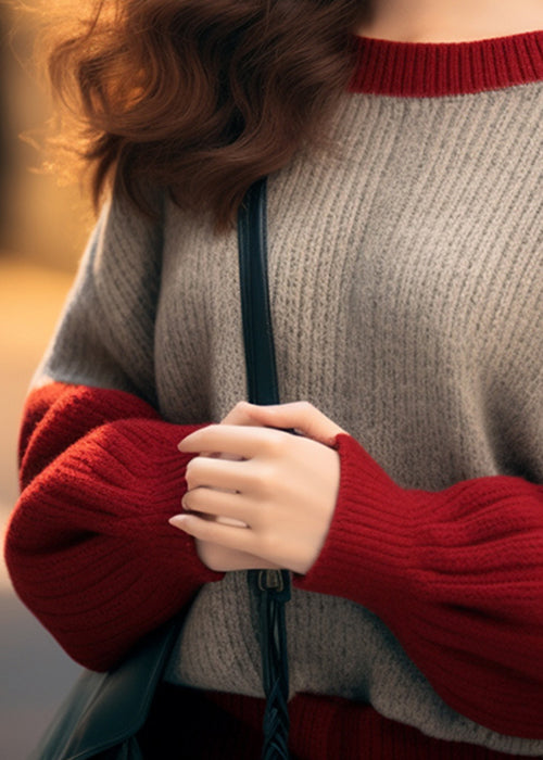 Camel O Neck Thick Patchwork Knit Sweaters Winter