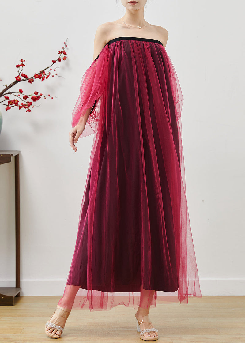 Mulberry Backless Tulle Beach Dresses Summer