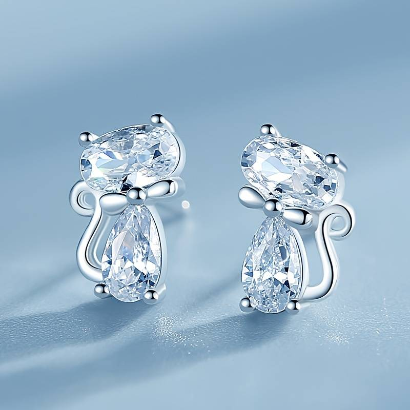 Zirconia Cat Earrings