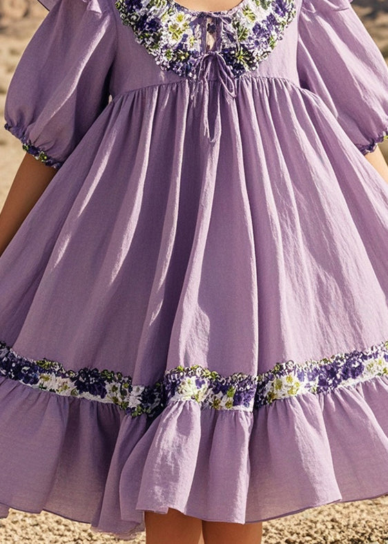 Lavender Oversized Cotton Tea Dresses Summer