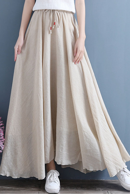 Summer Retro Cotton Linen White Skirt Long Skirt