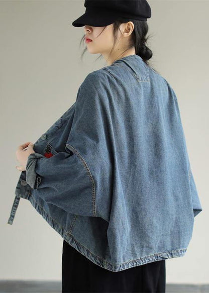 V Neck Button Down Spring Clothes Ideas Denim Blue Coats