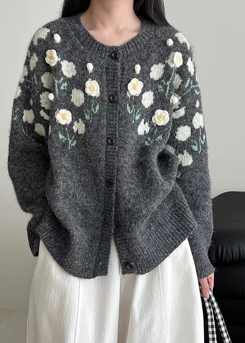 Handmade Grey Oversized Knit Coats Winter