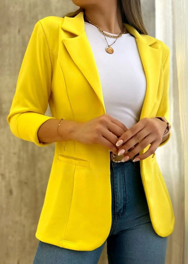 Boutique Simple Pink Notched Pockets Suit Coats Fall