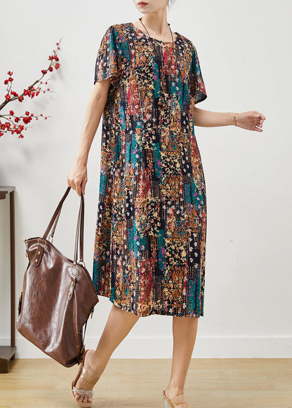 Black Oversized Print Cotton Dress Summer