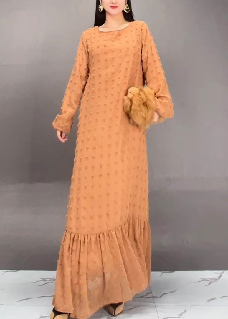 Fine Orange Patchwork Maxi Dresses Fall