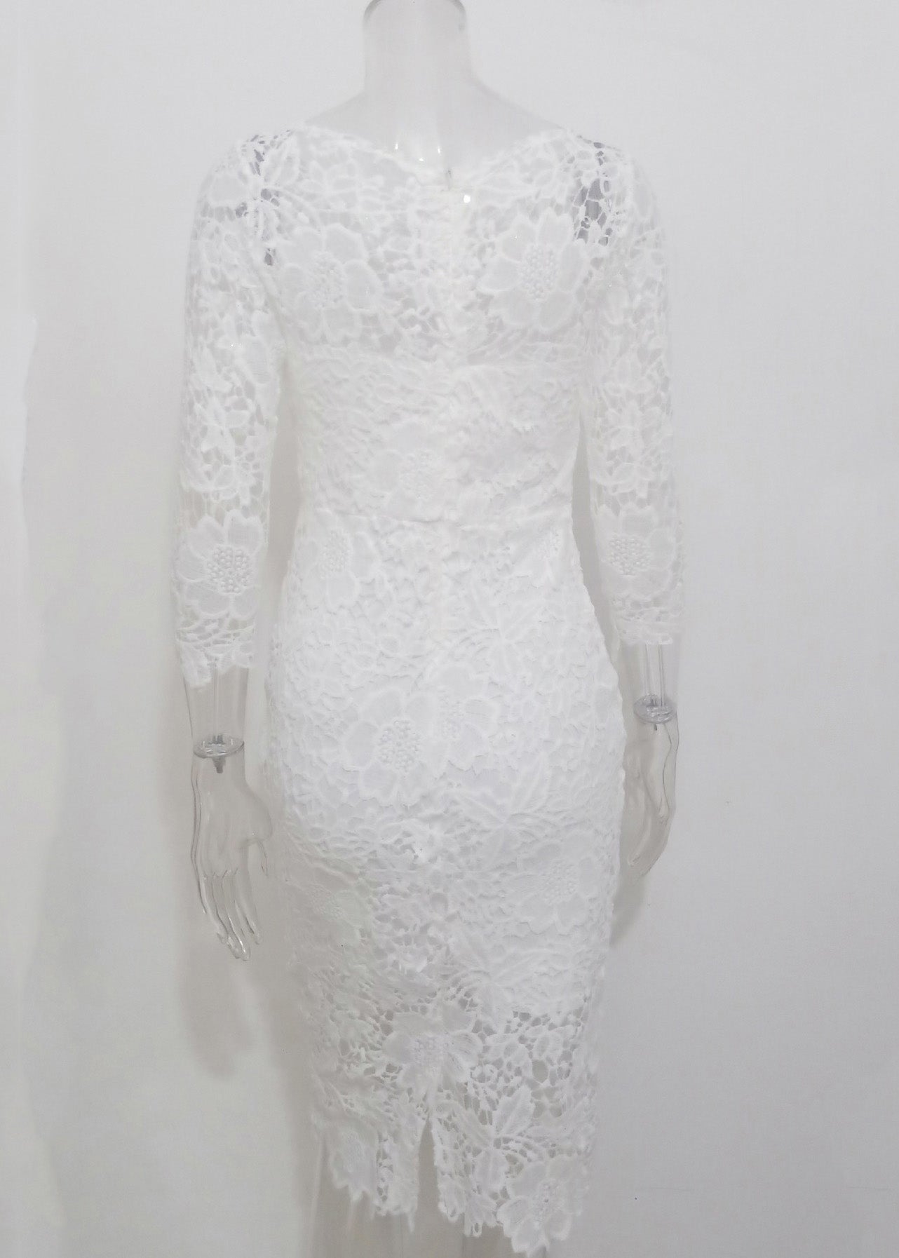 Slim Fit White Hollow Out Lace Dress Summer