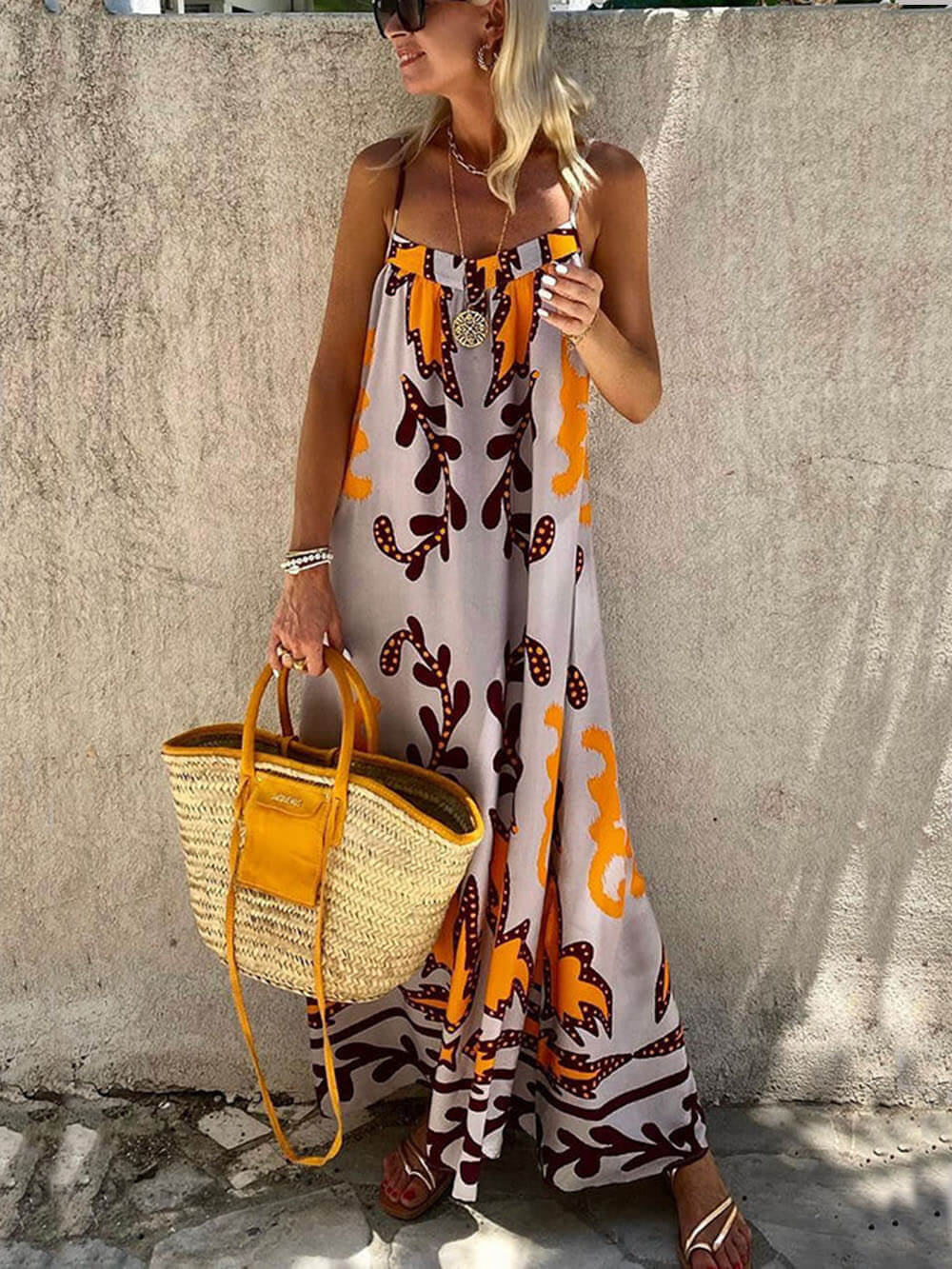 Loose Printed Cami Maxi Dress