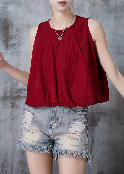 Natural Mulberry O-neck Cotton Tank Tops Sleeveless