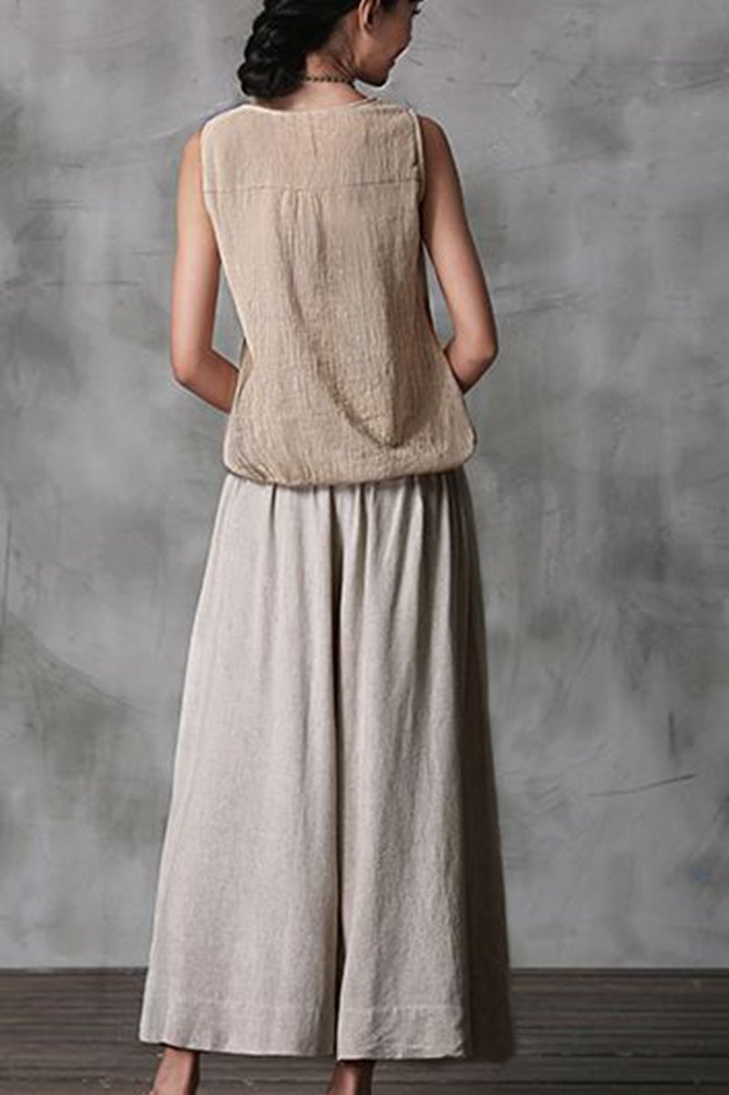 Summer Wide Leg Dress Pants Cropped Trousers