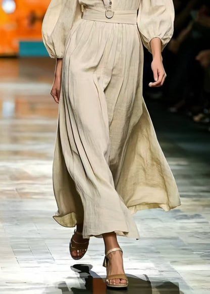 Exra Large Hem Linen Maxi Dress Bracelet Sleeve