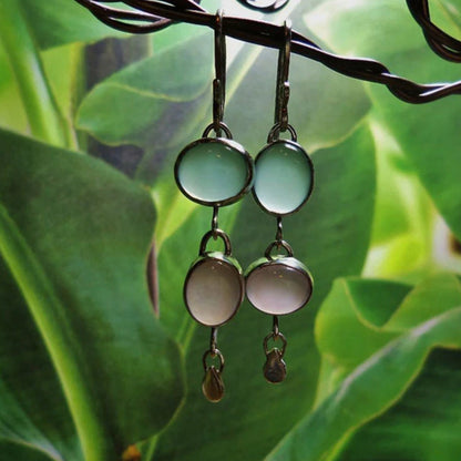 Silver Bicolour Crystal Earrings