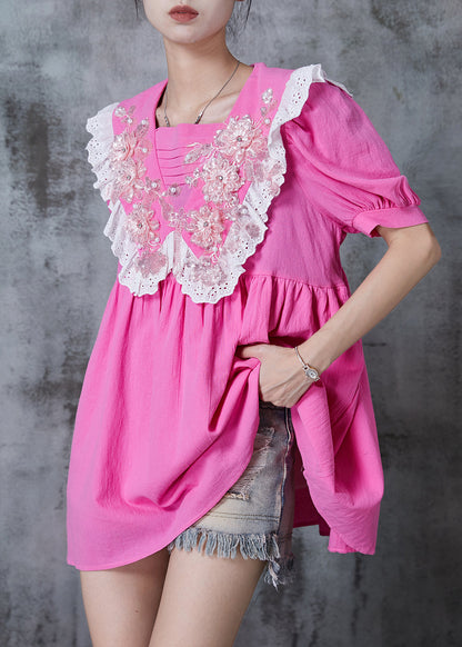 Classy Pink Cotton Mini Dress Summer