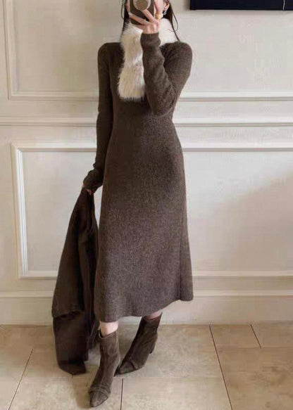 Original Coffee Fur Collar Knit Three Piece Set Batwing Sleeve