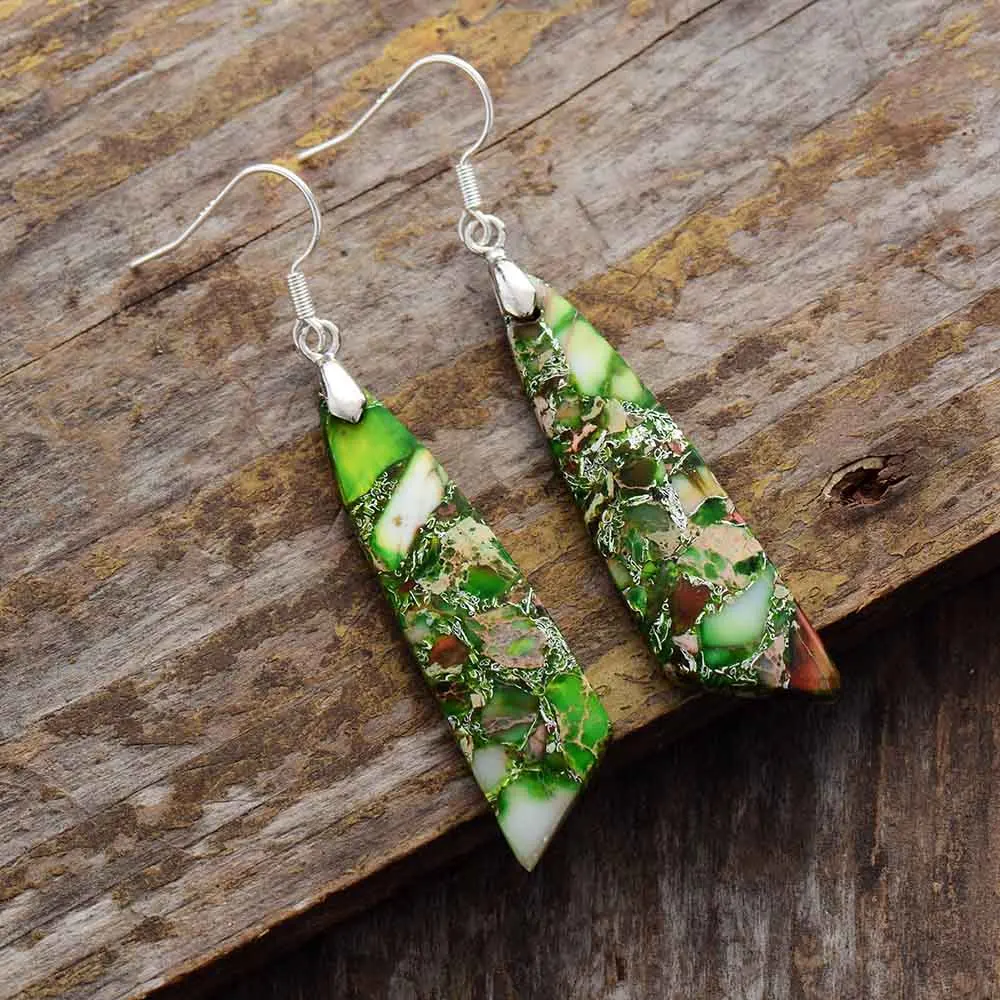 Green Nature Stone Earrings