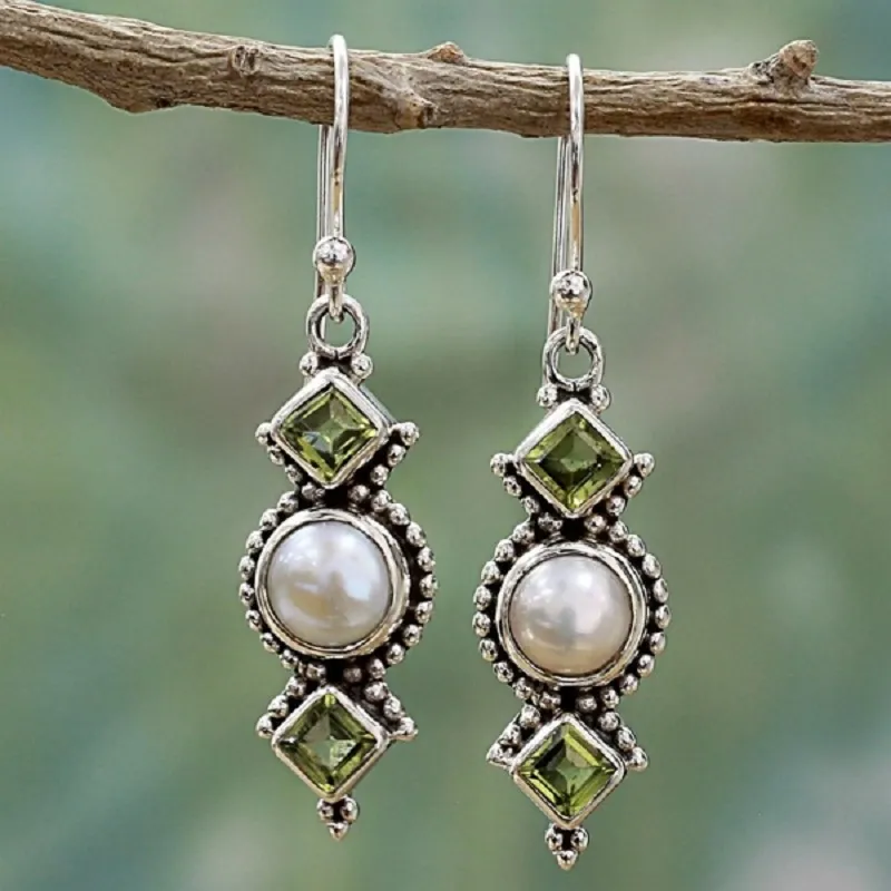 Green Moonstone Earrings