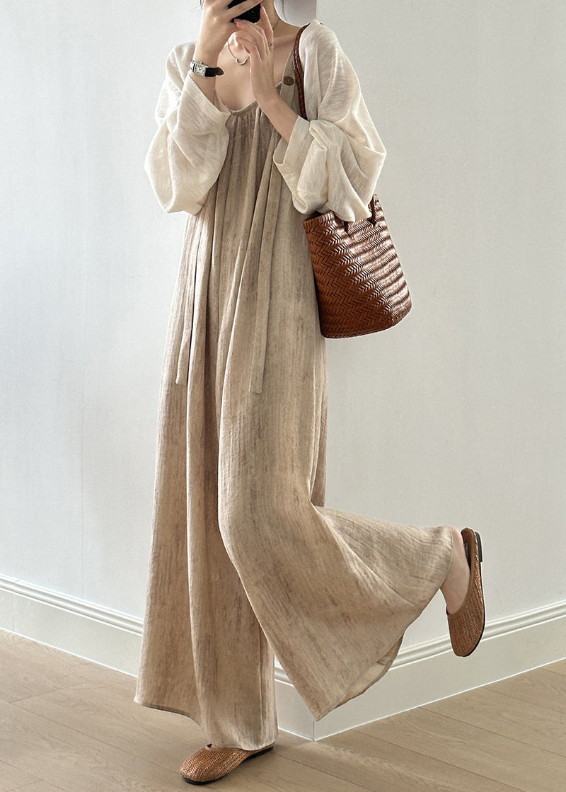 Linen Button Pockets Linen Jumpsuit Sleeveless