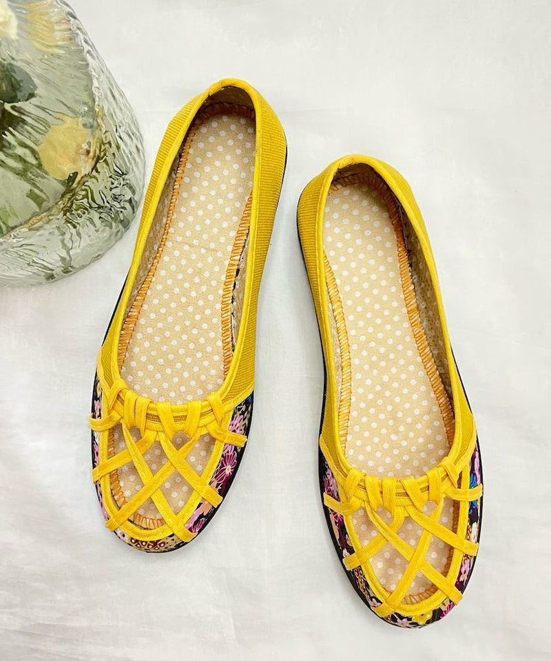 Green Comfortable Splicing Flat Shoes Hollow Out