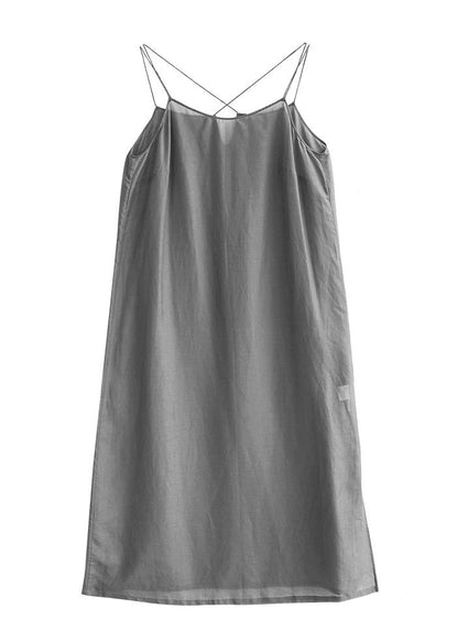 Original Design Dark Grey Cotton Spaghetti Strap Dress Summer