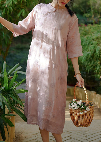 Original Design White Embroideried Linen Long Dresses Summer