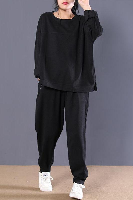 Limited Stock- Autumn Cotton Black Blouse and Pants