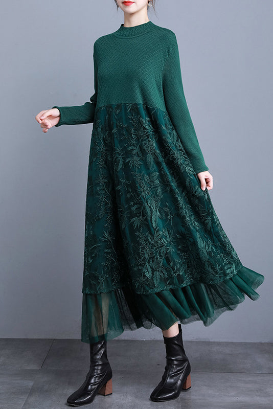 - Knitted Embroidered Dress