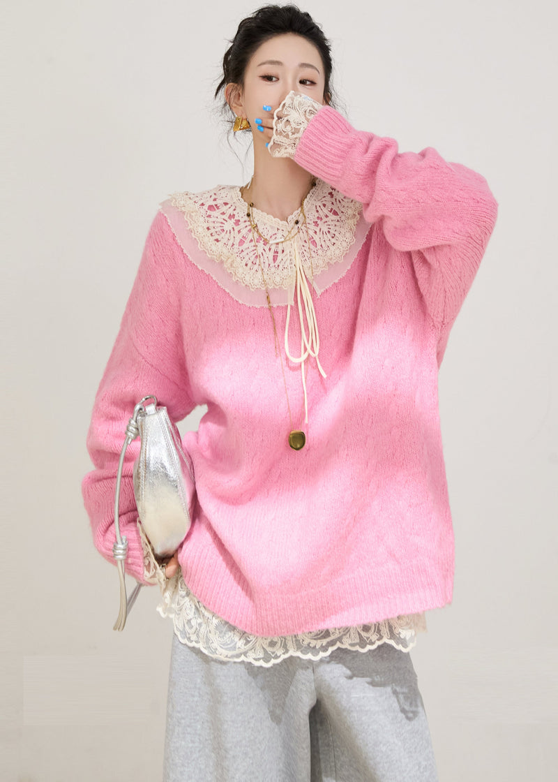 Rose Oversized Thick Knit Pullover Winter