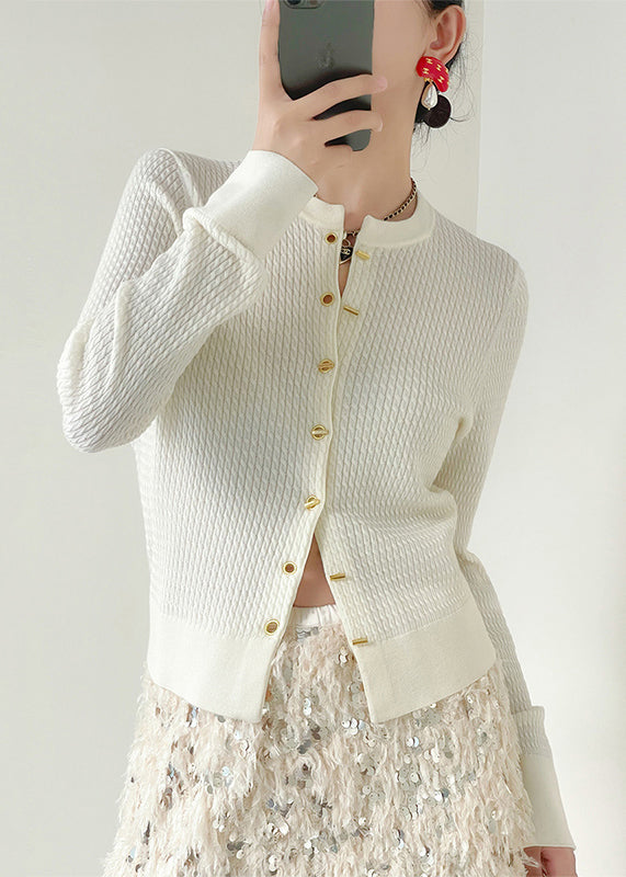 Black O Neck Button Patchwork Knit Cardigan Fall