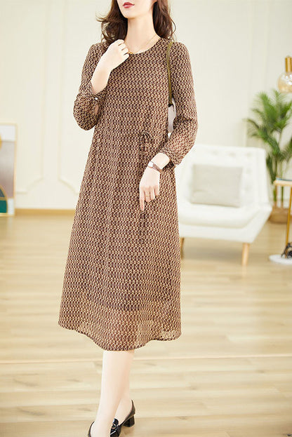- Polka Dot Jacquard Chiffon Dress