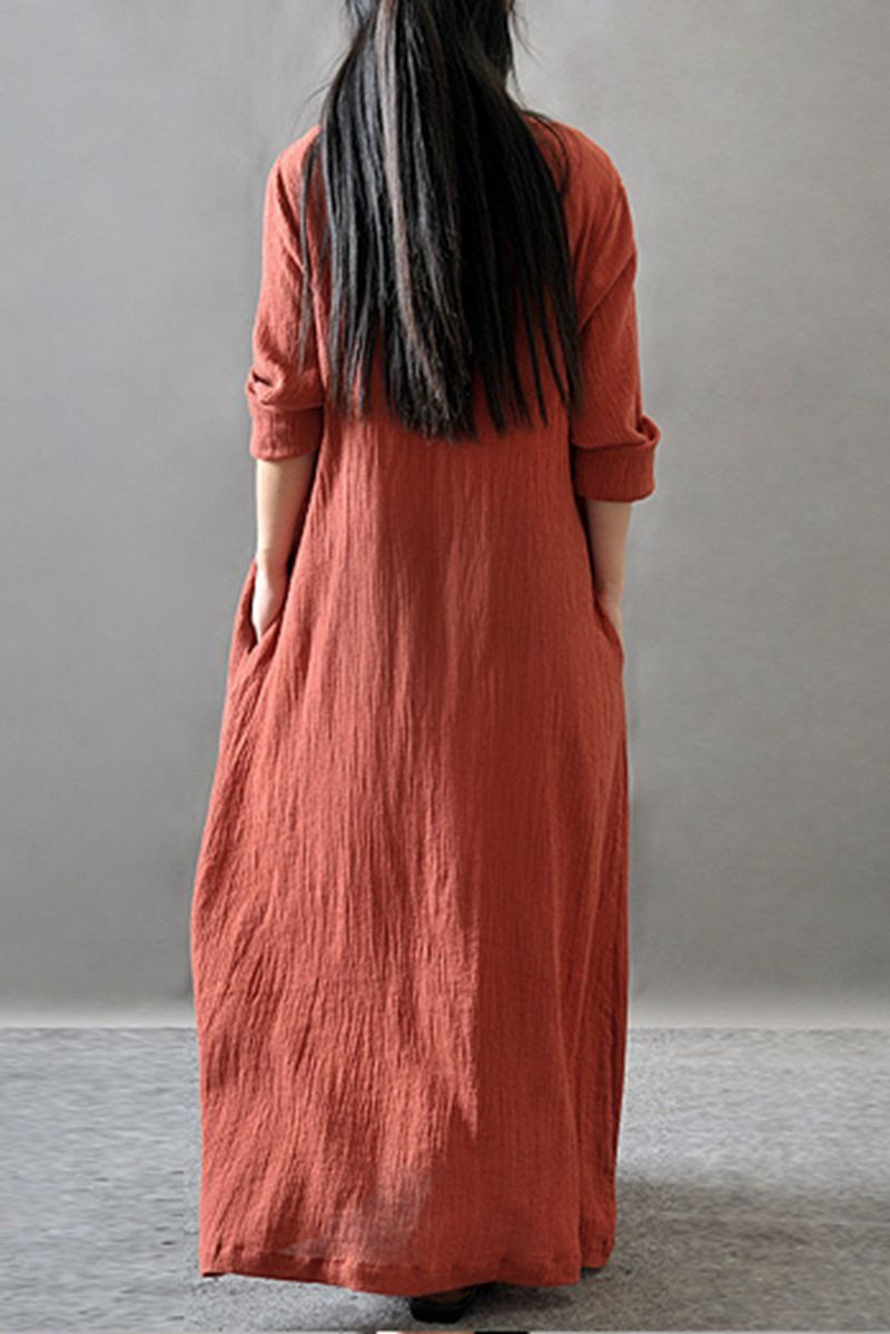 Purple/black/orange Maxi Linen Dresses