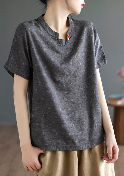 Retro Linen Embroidery Summer Tops