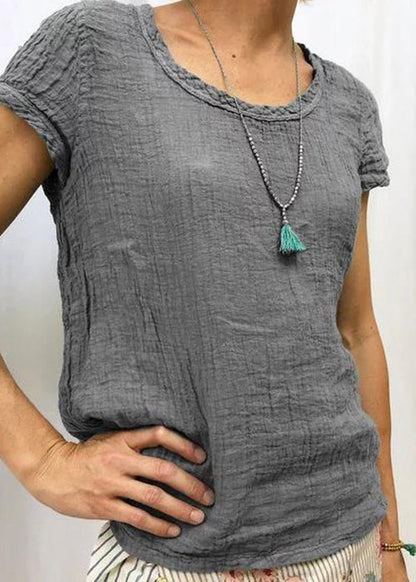 Pink O-neck Cotton T Shirt Summer