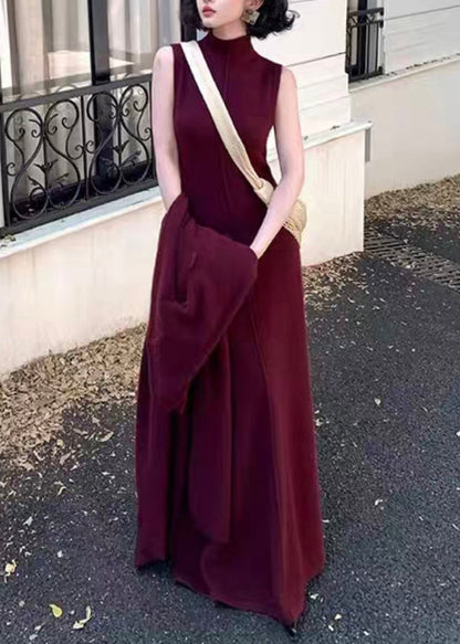 New Purple High Waist Coat and Dress Woolen Two Pieces Set Spring