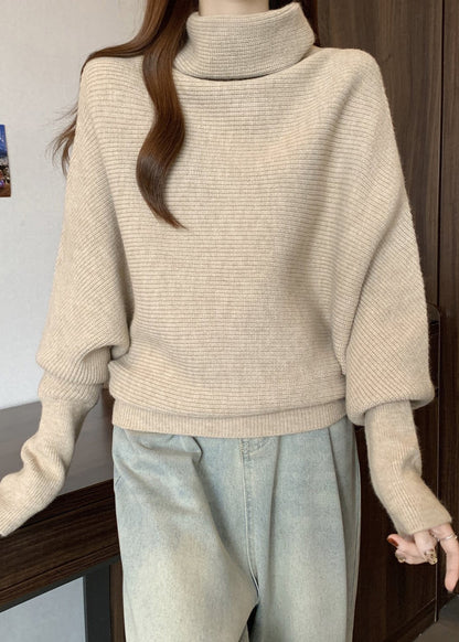 Apricot Turtleneck Thick Knit Sweater Winter