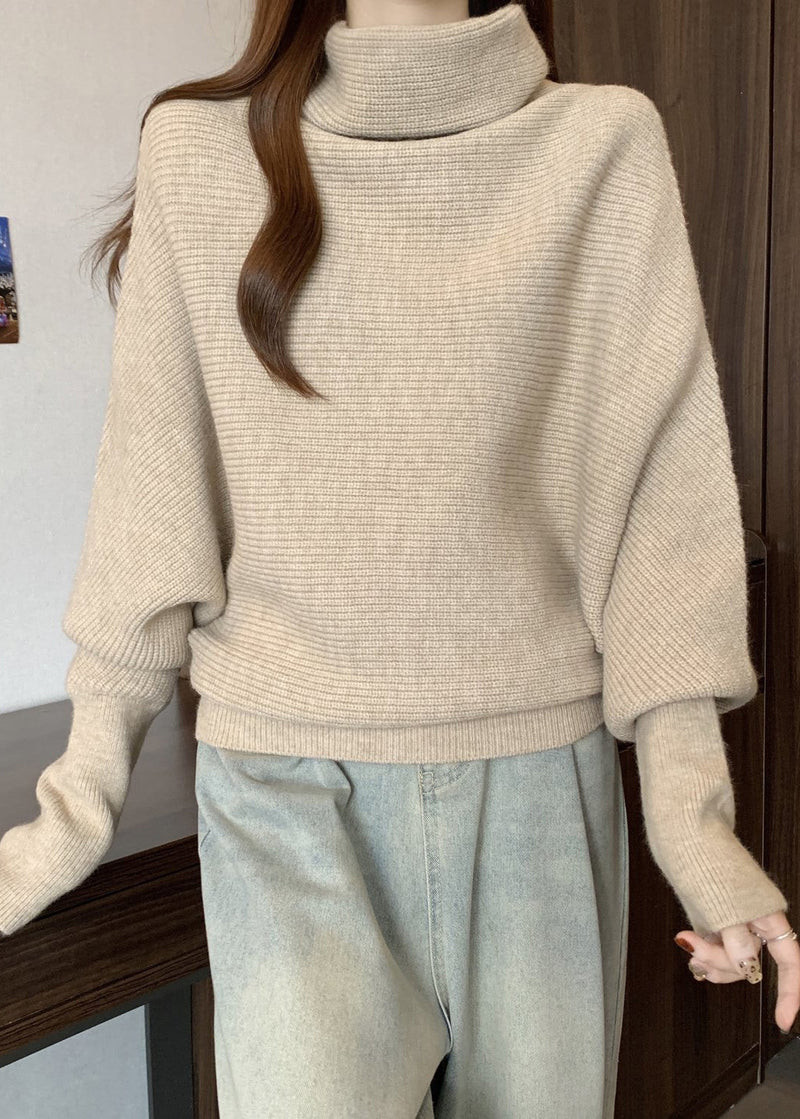Apricot Turtleneck Thick Knit Sweater Winter