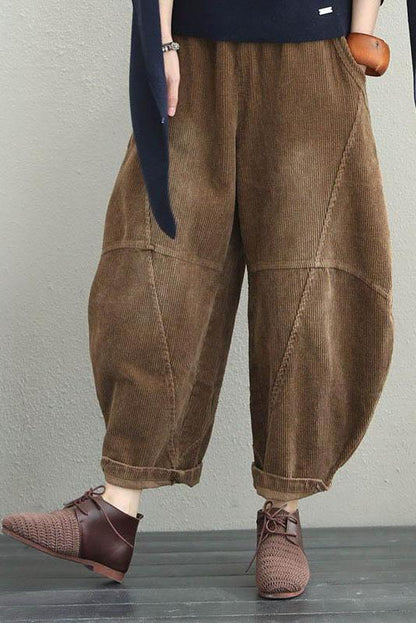 Winter Autumn Loose Corduroy Wide Leg Pants Harem Pants Thicken Trousers