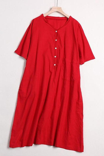 Organic Color Linen Dress for Summer
