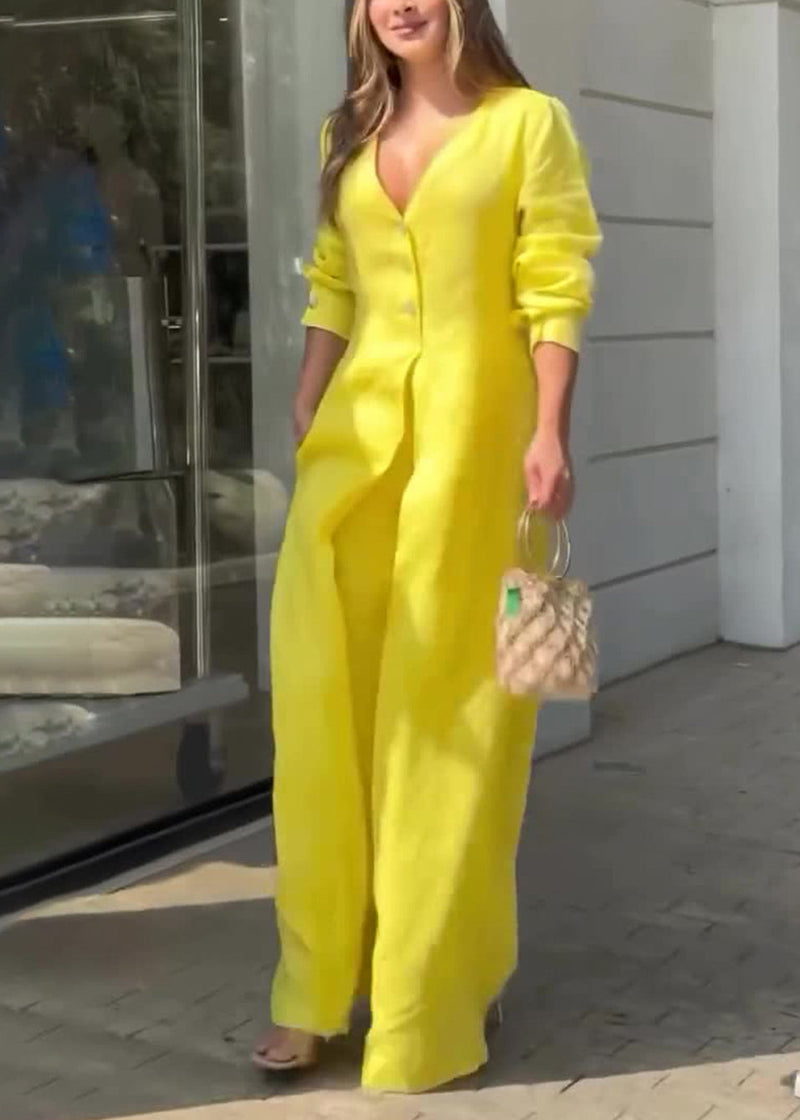 Yellow Comfortable Long Sleeve Dress