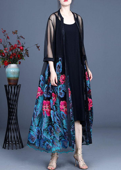 Simple Blue Retro Summer Tulle Vacation Cardigans