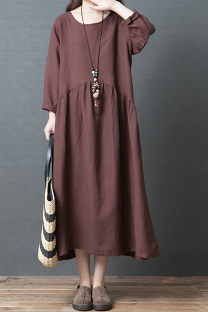 Loose Linen Maxi Dresses Fall Outfits